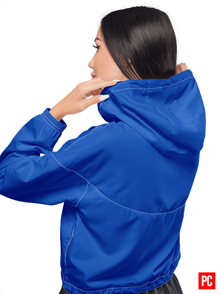 Plain Color Absolute Blue Cropped Windbreaker product image (2)