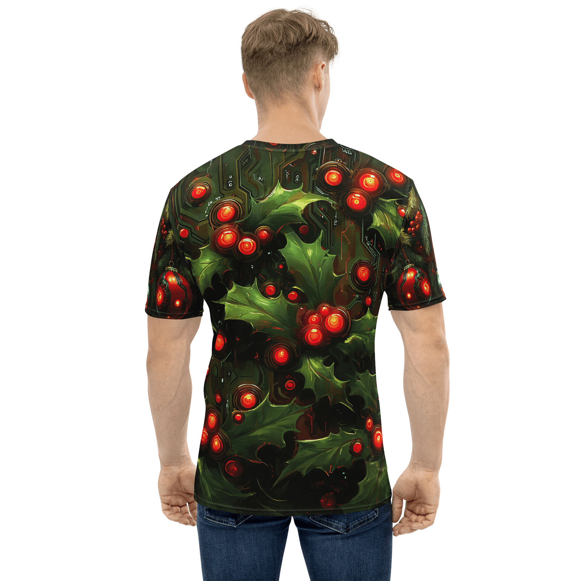 Holly Circuit – Futuristic Holiday Men's Graphic T-Shirt product image (2)