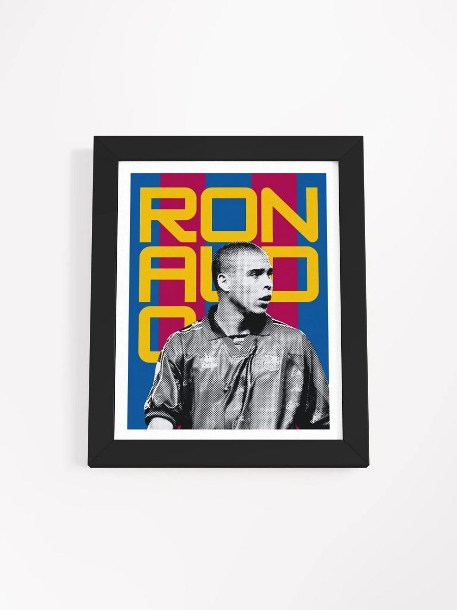 Ronaldo Nazário BW Barcelona Name Art Framed Print product image (4)