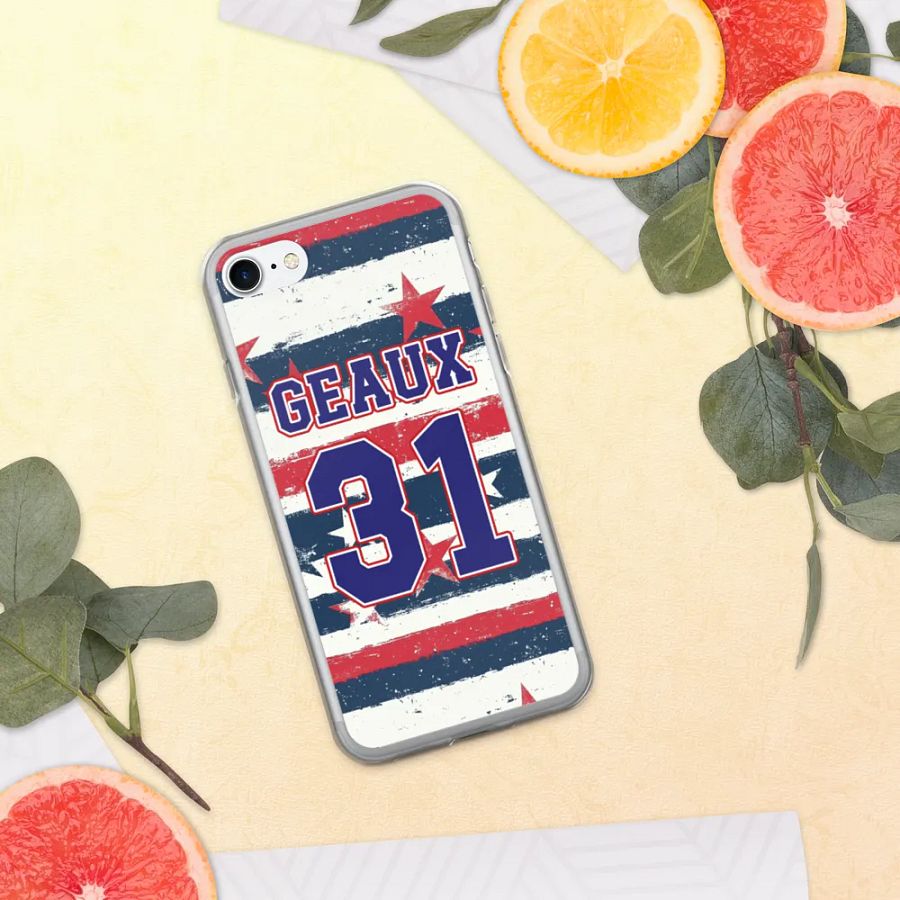 Geaux 31 - Vintage Stars & Stripes Pattern iPhone Clear Case product image (11)