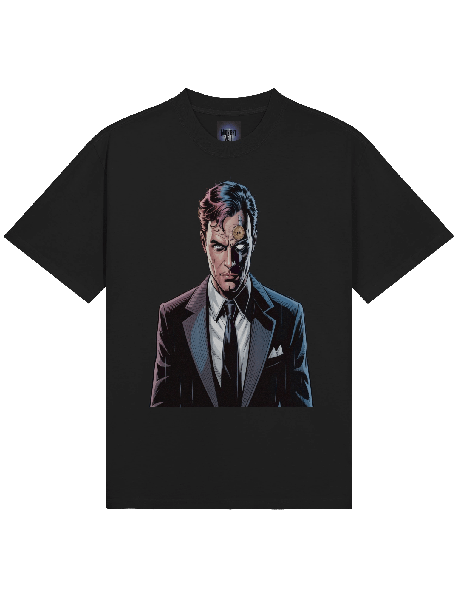 Two-Face Eclipse Portrait Oversized Faded T-Shirt product image (5)