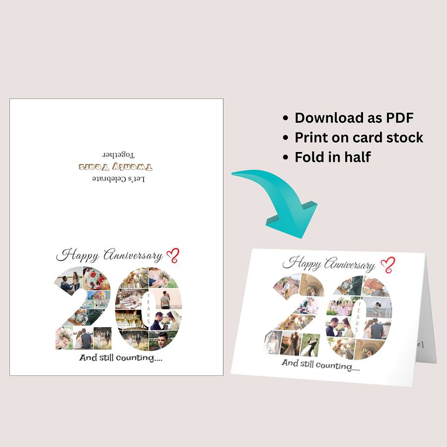 20 Year Anniversary Photo Card Editable Canva Template product image (7)