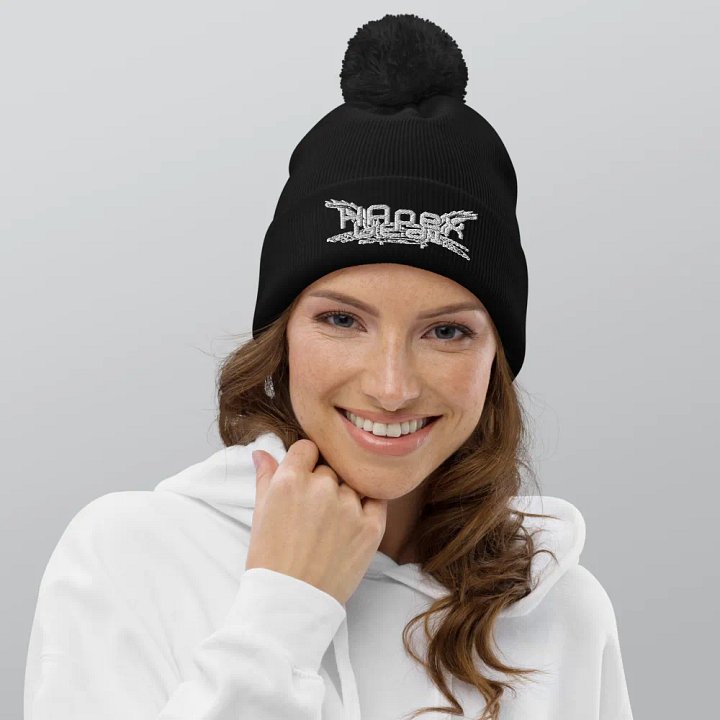 Beechfield Pom-Pom Beanie - Embroidered - White HApex Gear Black product image (2)