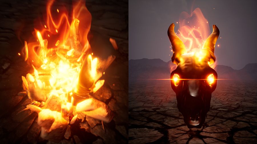 Flaming Skull FX in Unreal Engine 5.4 Niagara | Download Files product image (1)