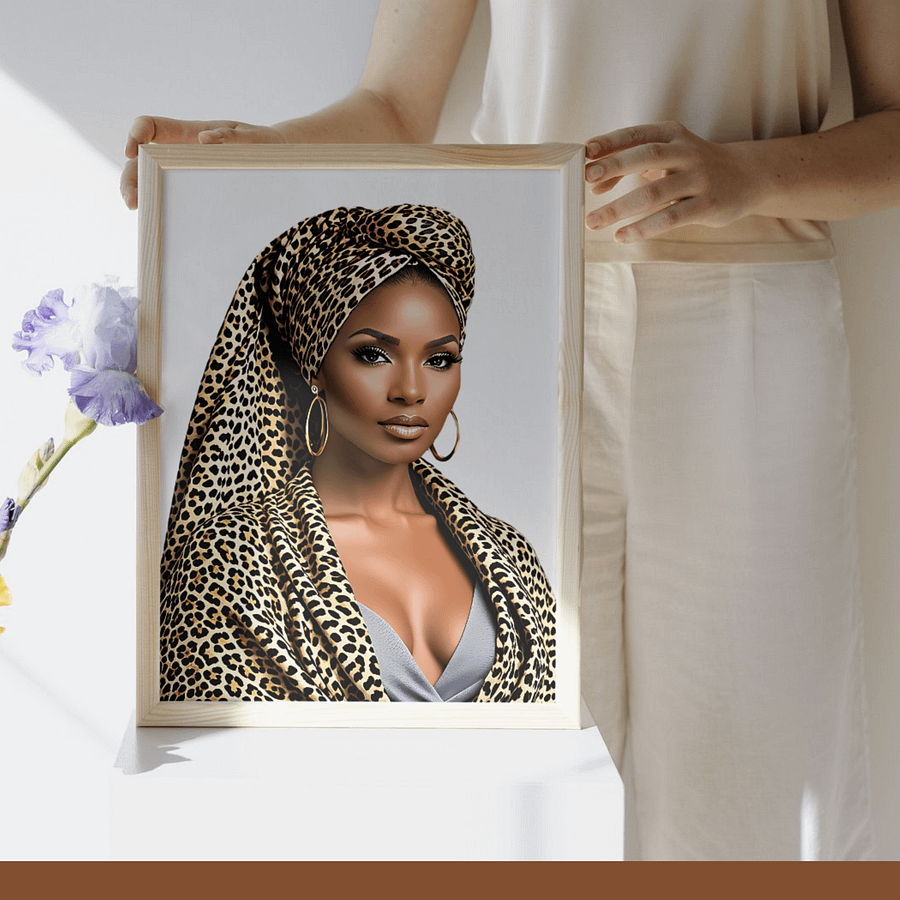 Cute Clipart of African American Young Ladies in Leopard Print Head Wraps product image (5)