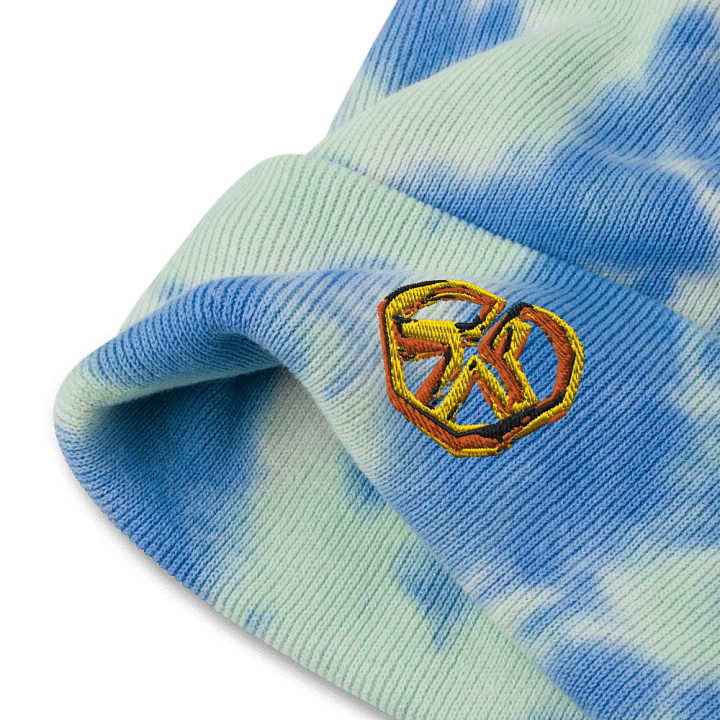 Pixeled Peace Embroidered Beenie (tie dye) product image (2)