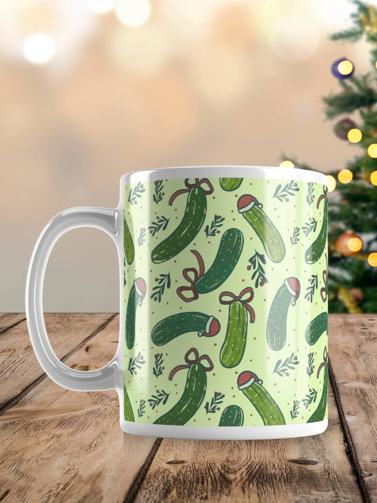 Funny Christmas Pickles Mug, Light Green product image (1)
