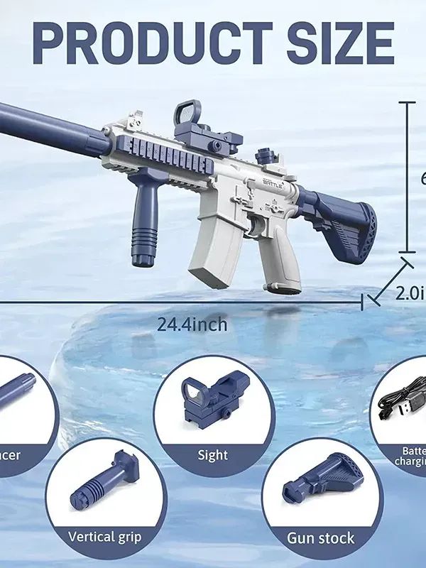 Electric Water Gun Up to 25 FT Long Range Water Riffle Summer Toy Kids Adults product image (2)