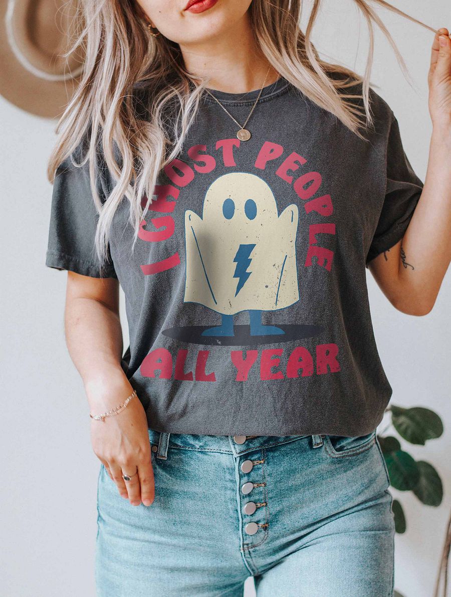 I Ghost People All Year Introvert T-Shirt | Funny Fall and Halloween T-Shirt Design product image (20)