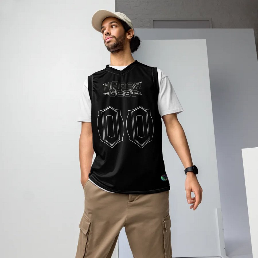 Toomey - Black - Recycled Unisex Basketball Jersey - Black HApex Gear Black Logo product image (5)