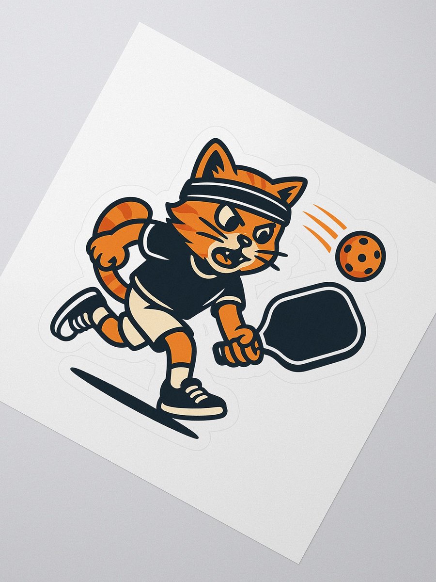 Tiger Cat Pickleball Vinyl Sticker – Retro Sports Design Waterproof Decal for Gear & Accessories product image (2)