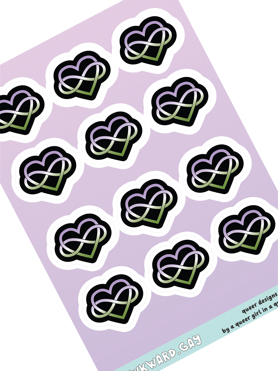 Genderqueer Pride Gradient Polyamory Infinity Heart Sticker Sheet product image (1)