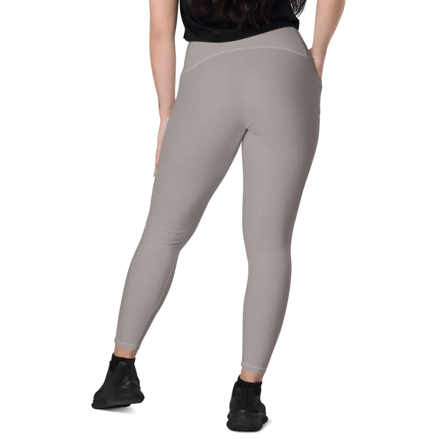 Plain Grey Soft Summer Women's High Waisted Premium Crossover Leggings with Pockets by Treasure Pie product image (9)