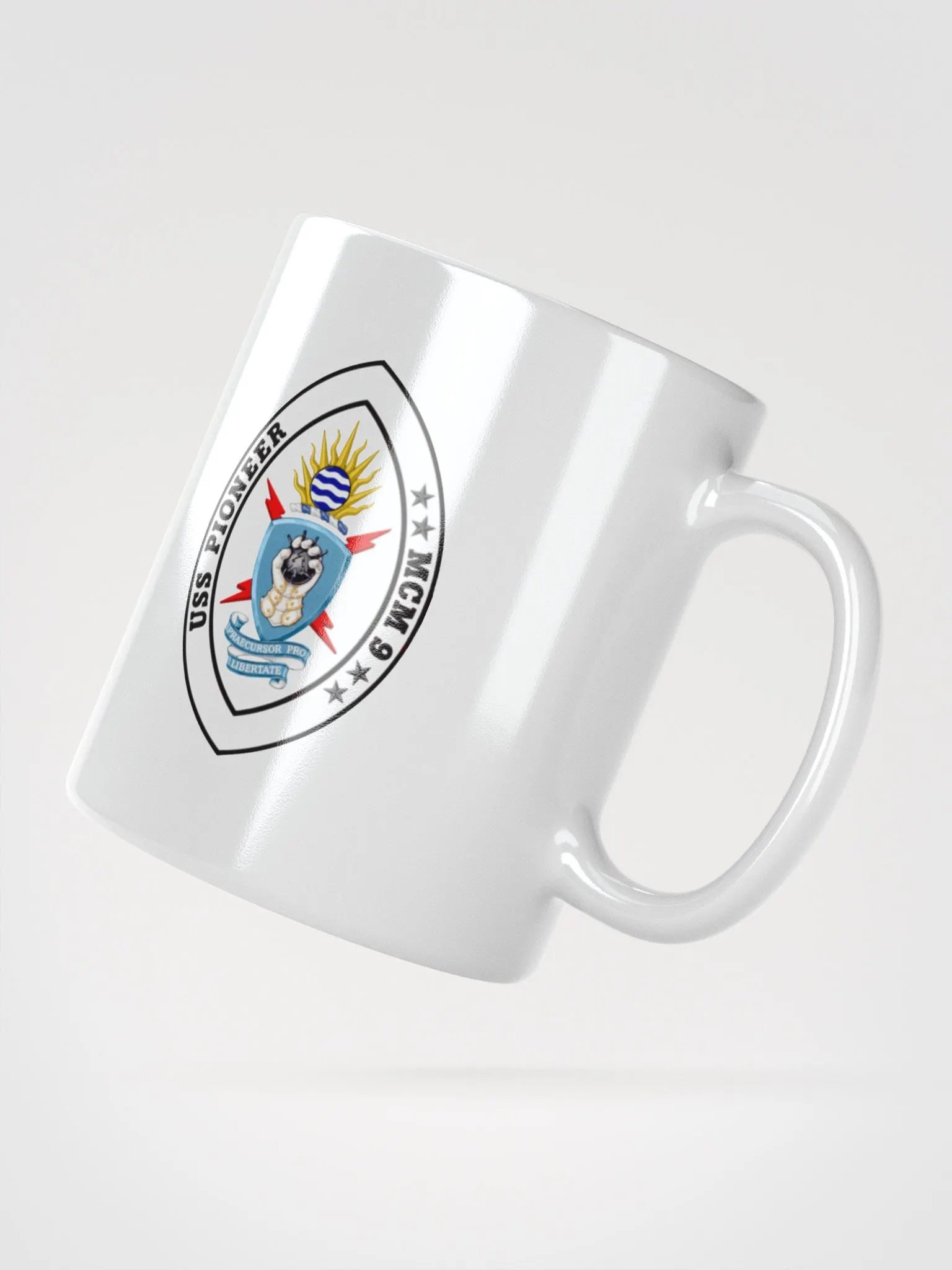 USS Pioneer MCM 9 White Coffee Cup product image (2)