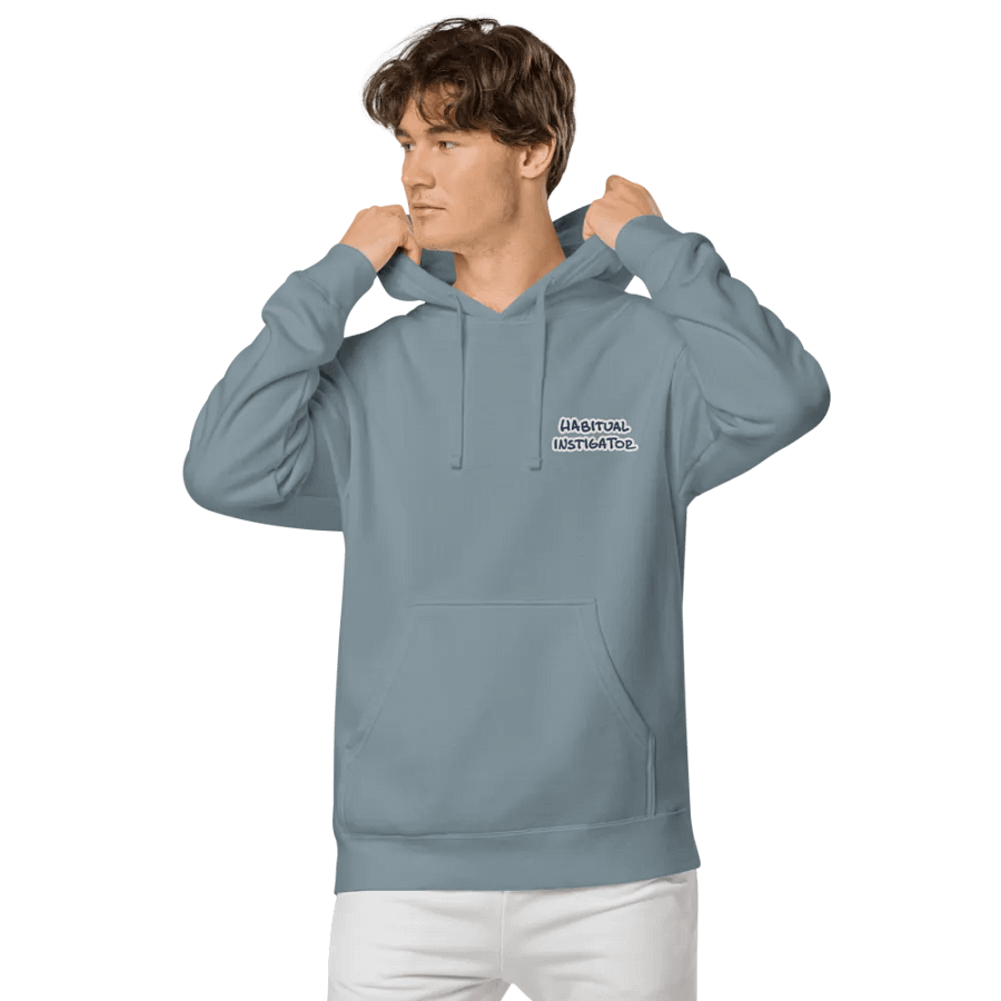 Habitual Instigator (L.C. navy bubble design) embroidered pigment hoodie product image (6)