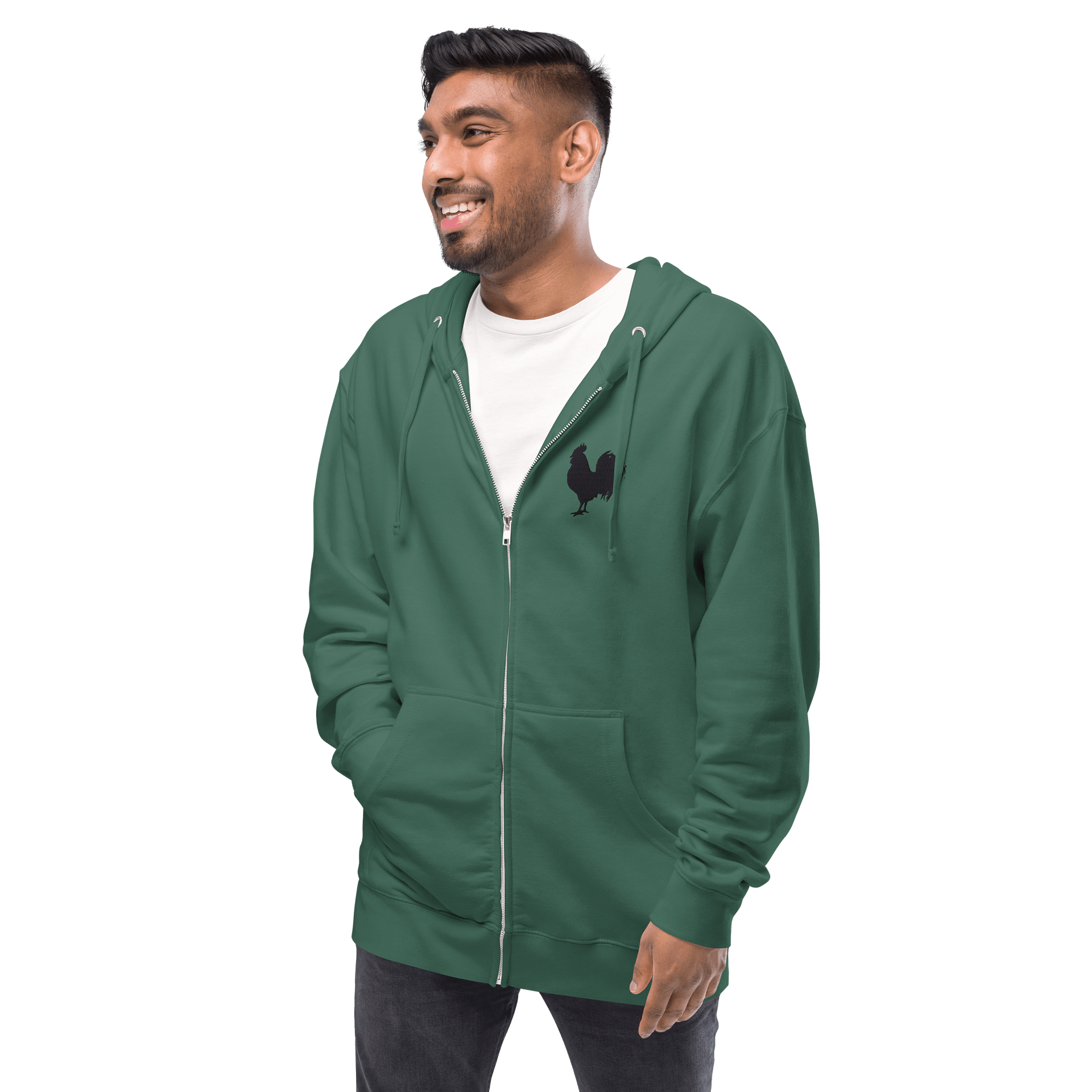 Embroidered Black Rooster Zip-Up Hoodie product image (31)