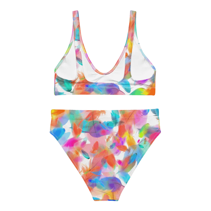 Colorful Feather Pattern Design High Waisted Bikini - v1 product image (1)