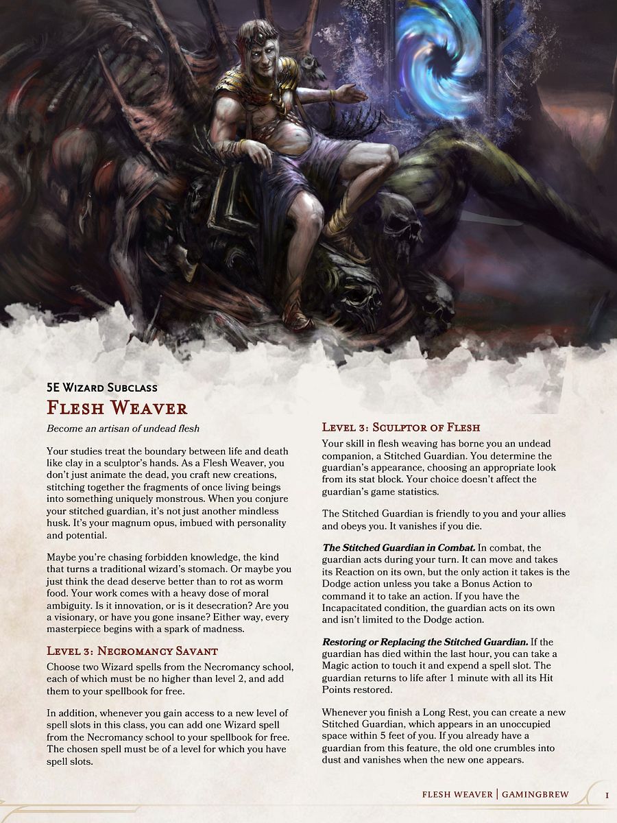 Flesh Weaver | 5E 24 Wizard Subclass product image (2)