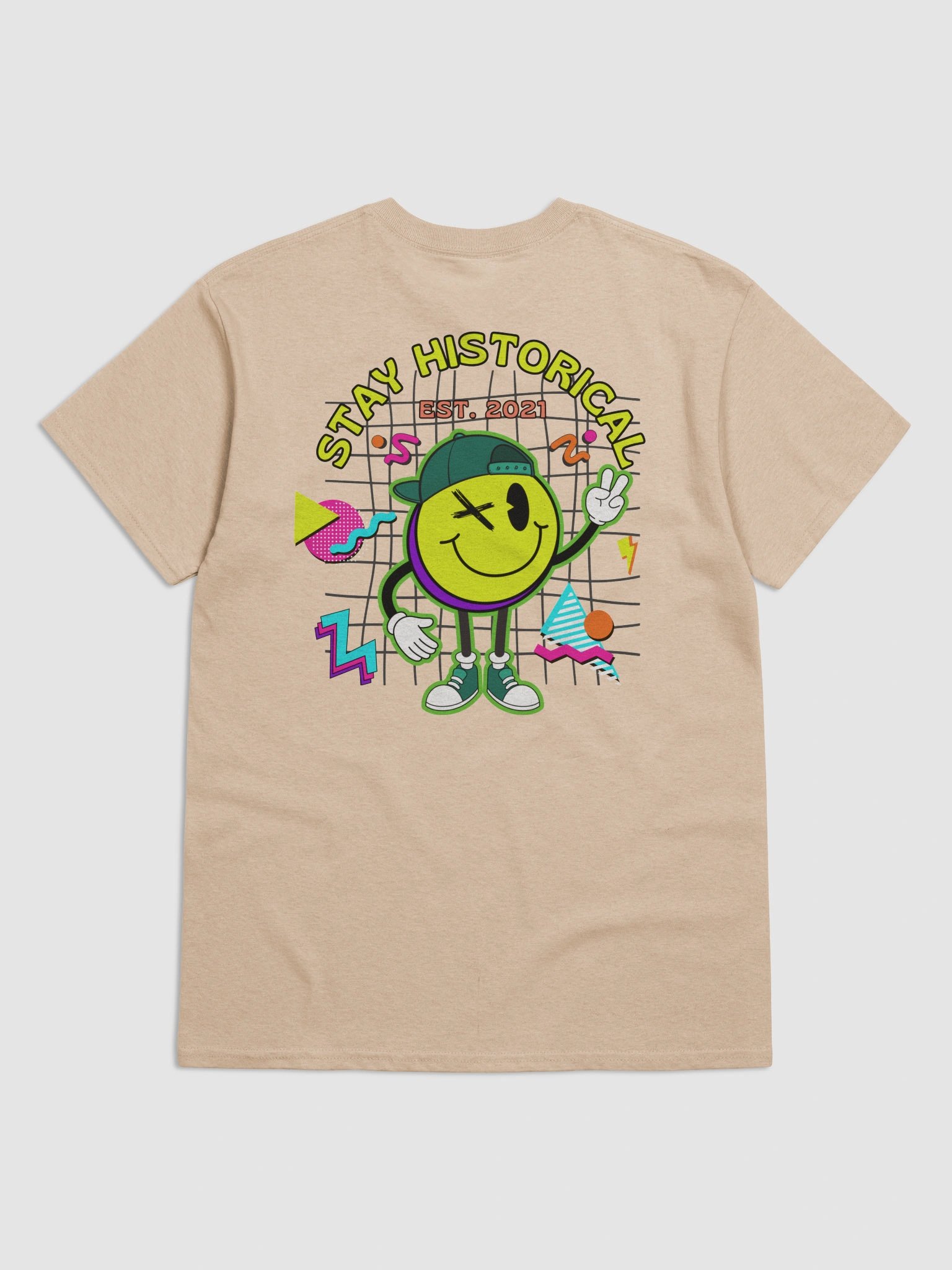 90s 'Stay Historical' Smiley T-Shirt – Heavyweight Retro Cotton Tee (Light) product image (1)
