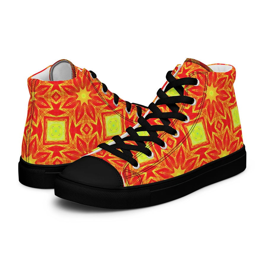 Abstract Repeating Orange Flower Ladies Canvas Shoe High Tops product image (15)