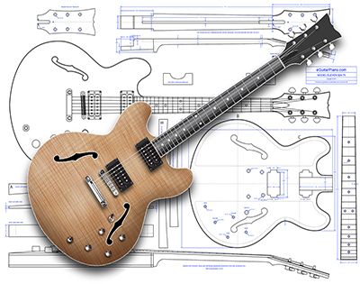 Model Eleven 6 String Hollow Body Electric Guitar Plan product image (1)