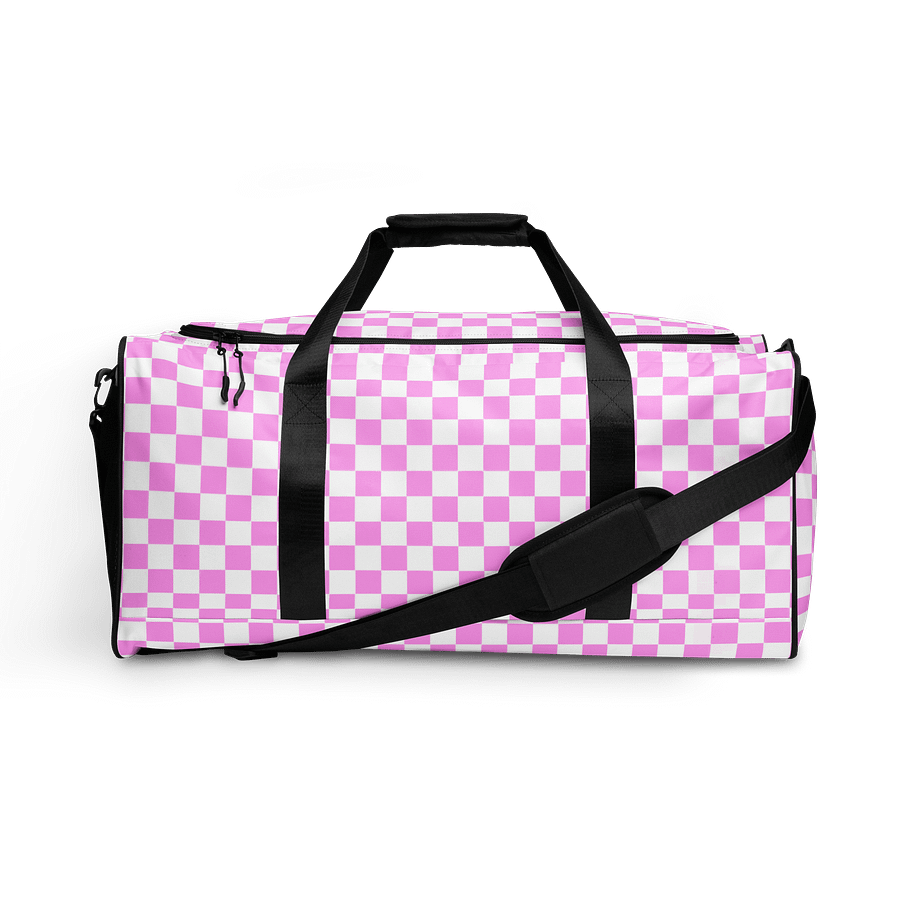 Checkered! Pastel Pink and White Checkers Duffel Bag product image (1)