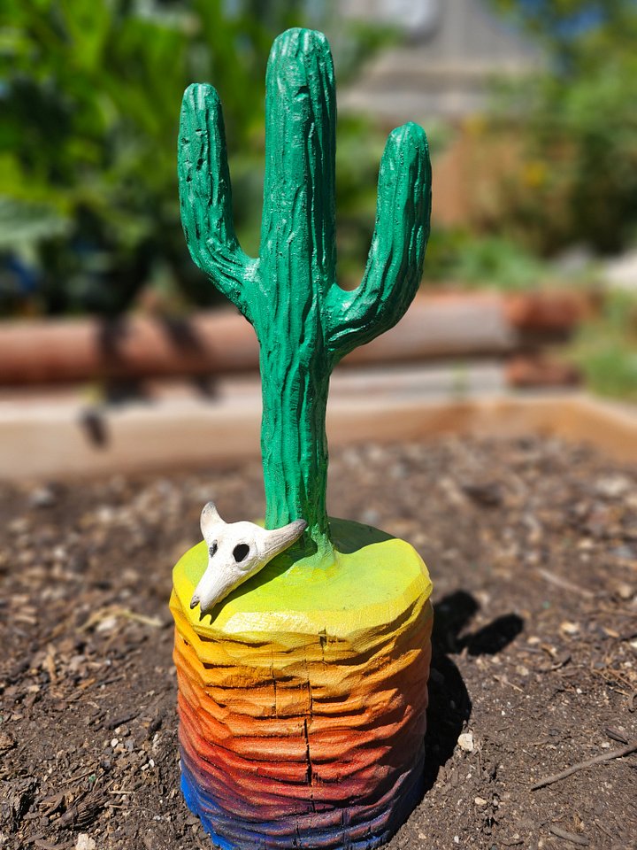 Cactus with Skull Wood Carving product image (1)