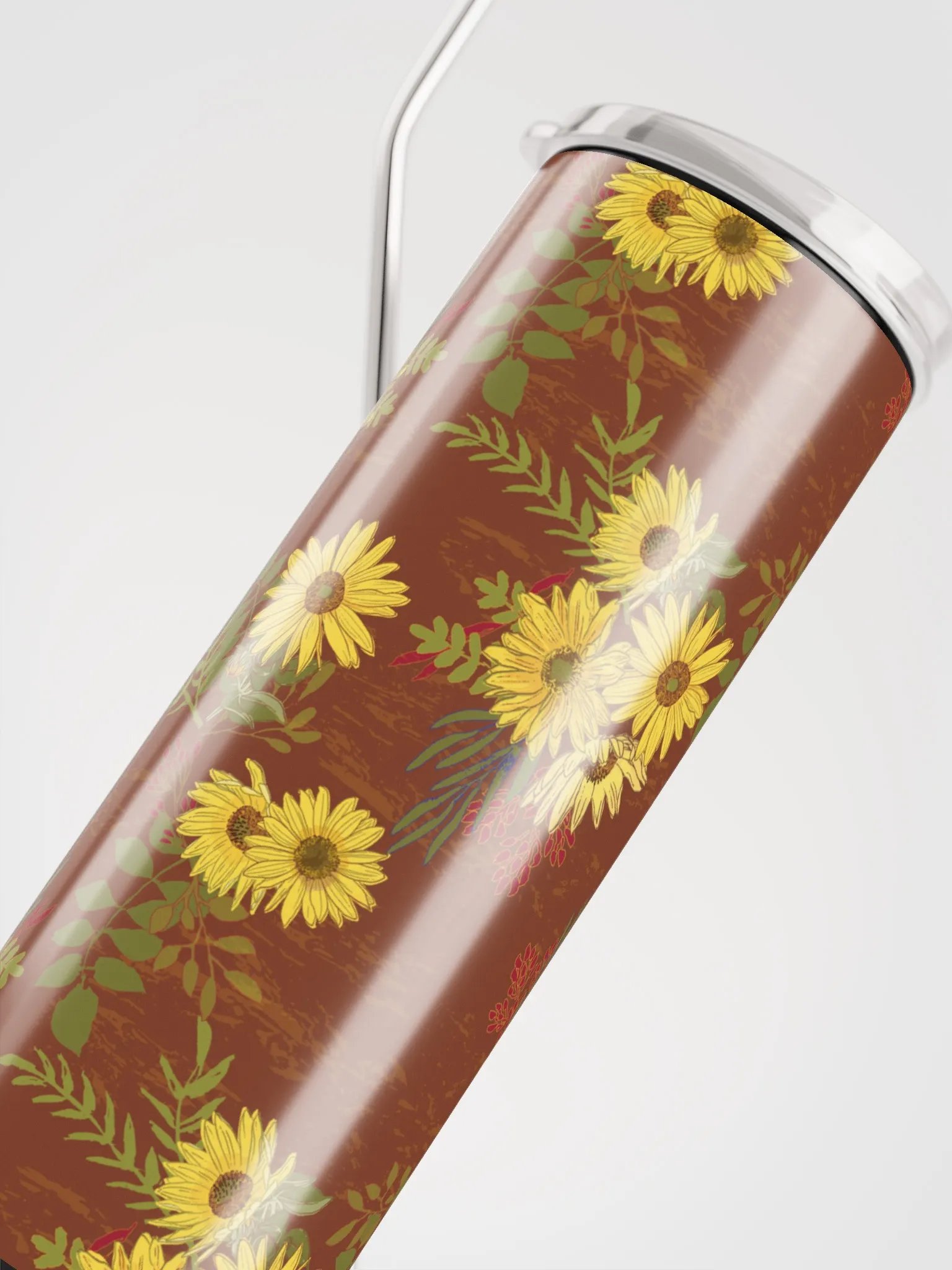 Helianthus Sunfllower 20-ounce Stainless Steel Tumbler with Straw - Red product image (12)