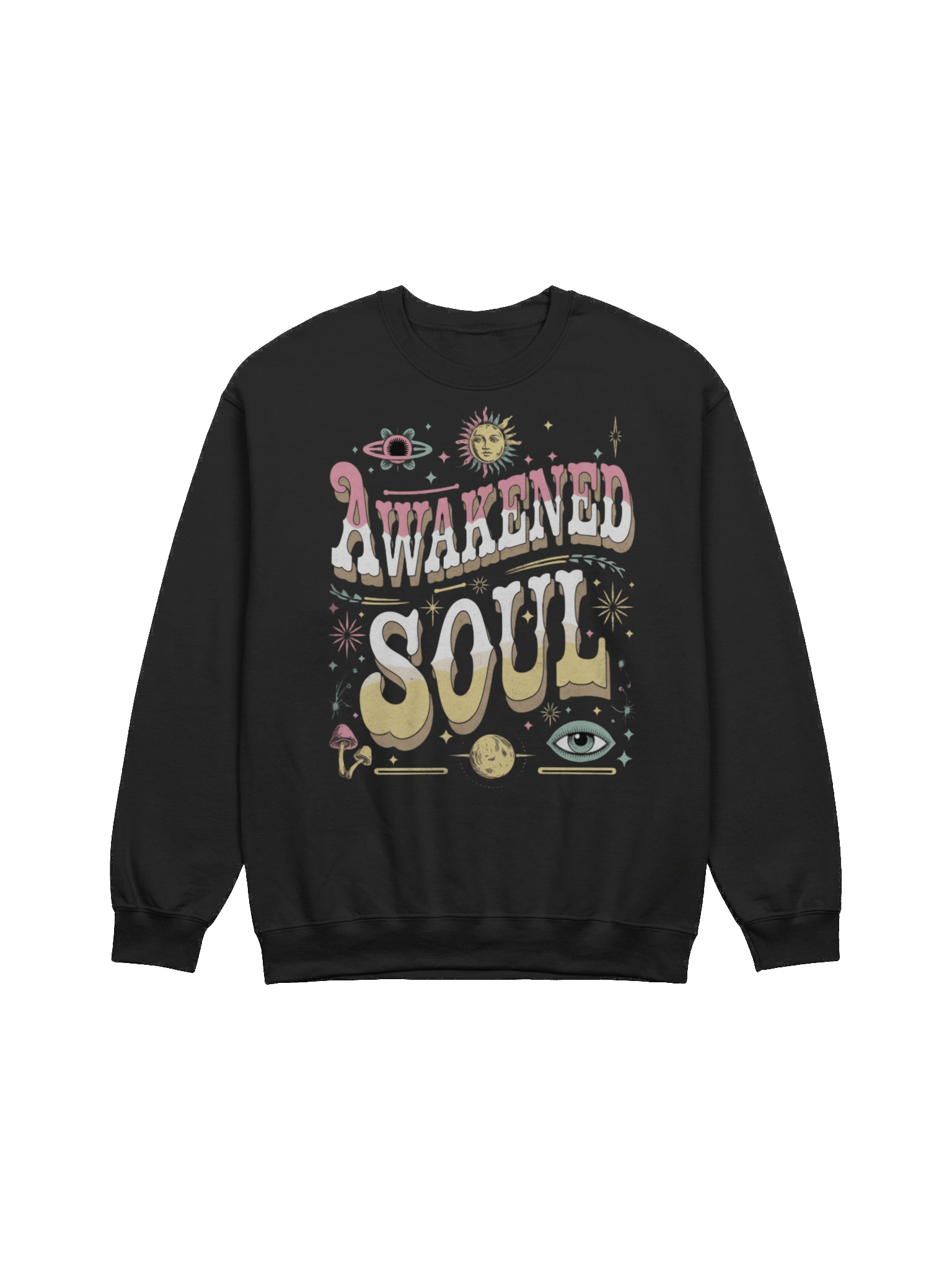 AWAKENED SOUL Cosmic Sweatshirt – Retro Mystical Motivational Crewneck product image (2)