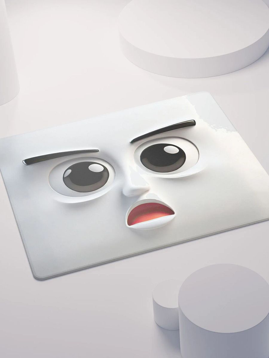 Startled Expression Premium Mouse Pad: Add a Touch of Whimsy to Your Workspace! product image (4)