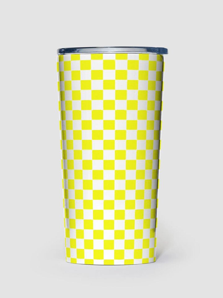 Checkered! Neon Yellow and White Checkers 20 oz Stainless Steel Tumbler product image (1)