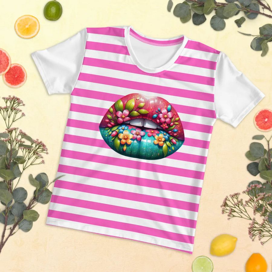Blooming Lips Pink Stripped Tee product image (5)