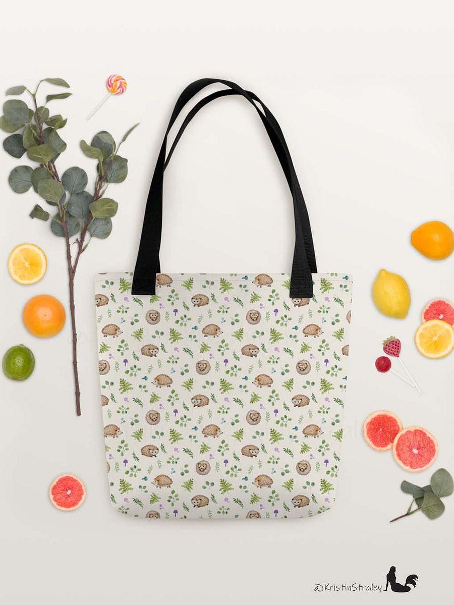Hedgehogs with Ferns and Mushrooms on Ivory Tote Bag product image (6)