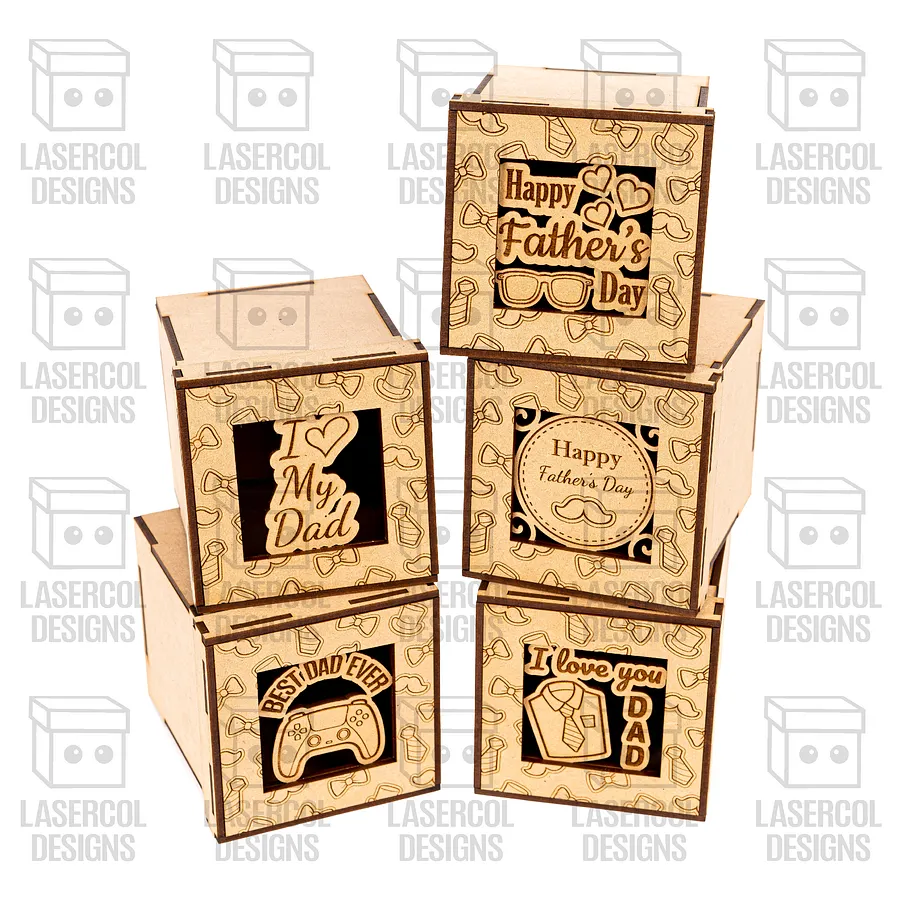 Father's Day Gift Boxes Bundle (10 Styles, Set 1-2) - Laser Cut Files product image (10)