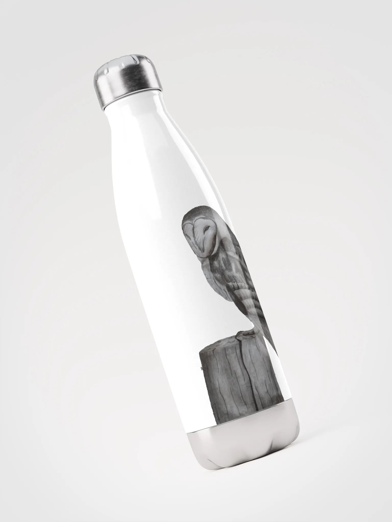 Barn Owl Drawing Water Bottle product image (3)