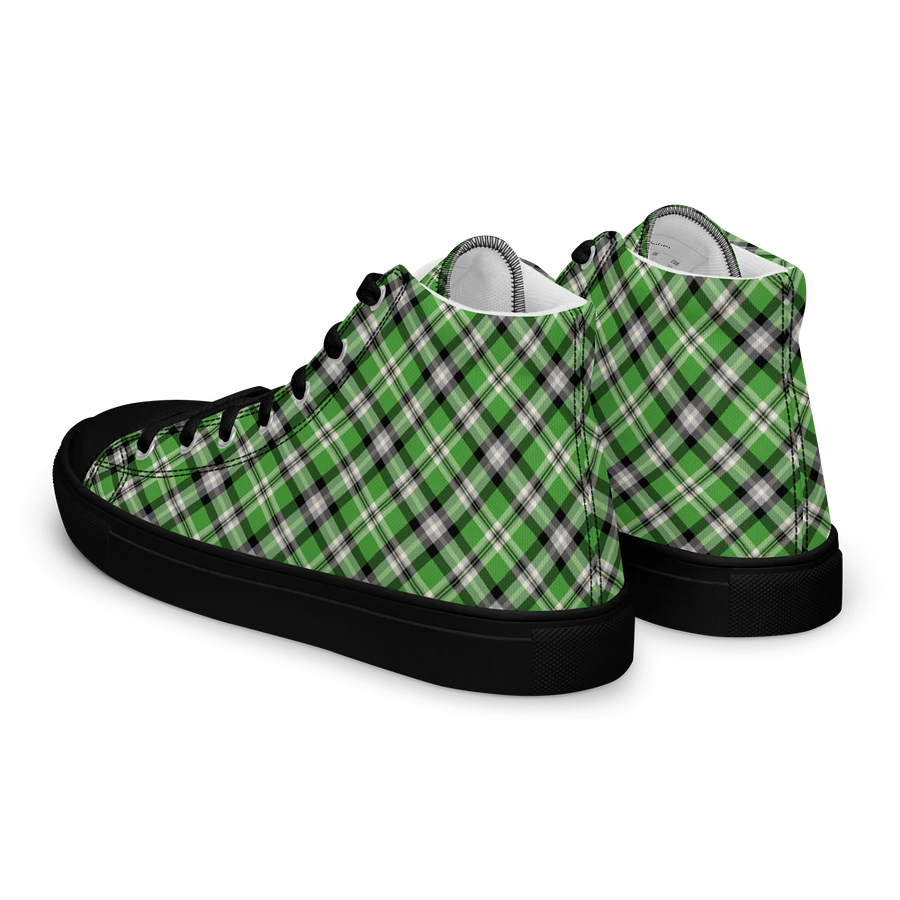 Bright Green Plaid Men's High Top Shoes product image (9)