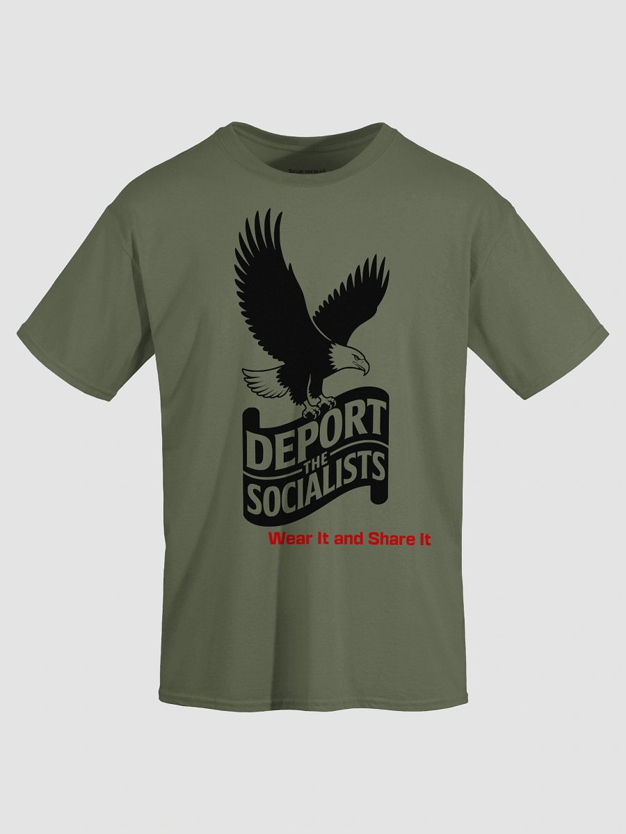 Deport The Socialists Bold Statement Tee (C) - Black & Red Ink product image (3)