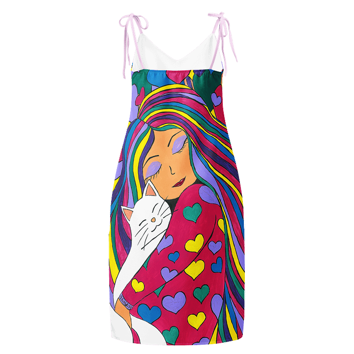 Girl with the cat (art by Dina R.) acrylic painting picture - Slip Dress product image (2)