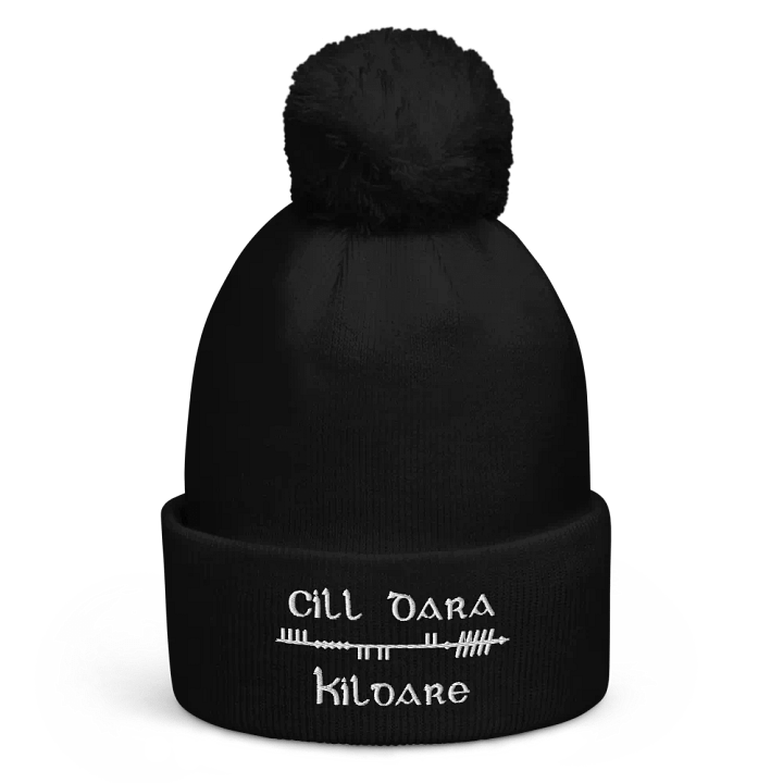 Kildare/Cill Dara Scholastic Style Ogham embroidered Pom-Pom Beanie product image (1)