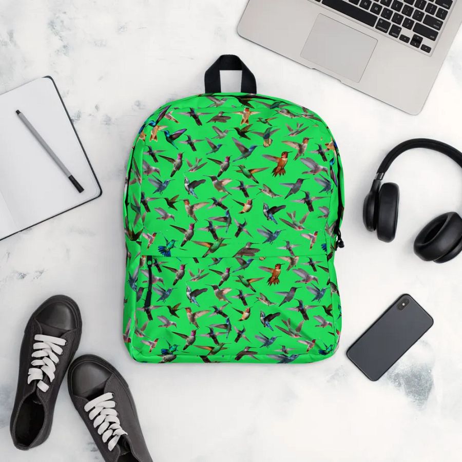 vibrant green hummingbird Backpack for the young at heart product image (12)
