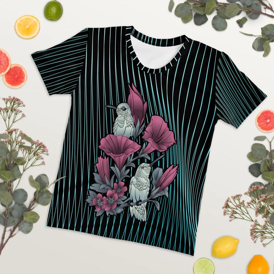Pretty Hummingbird All Over Print T-shirt product image (7)