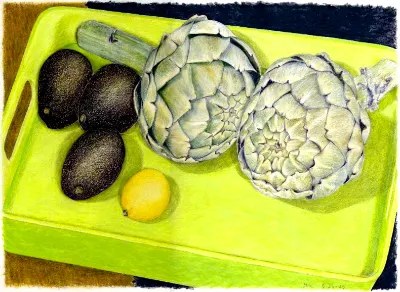 artichokes, avocados & lemon 2005 print product image (1)