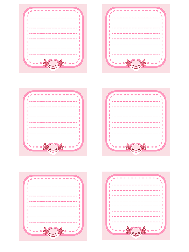 Printable Happy Axolotl Memo Pad product image (1)