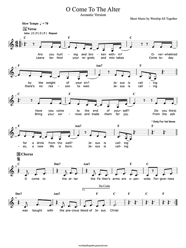 O Come To The Alter (Acoustic Elevation Worship) - C Key product image (1)