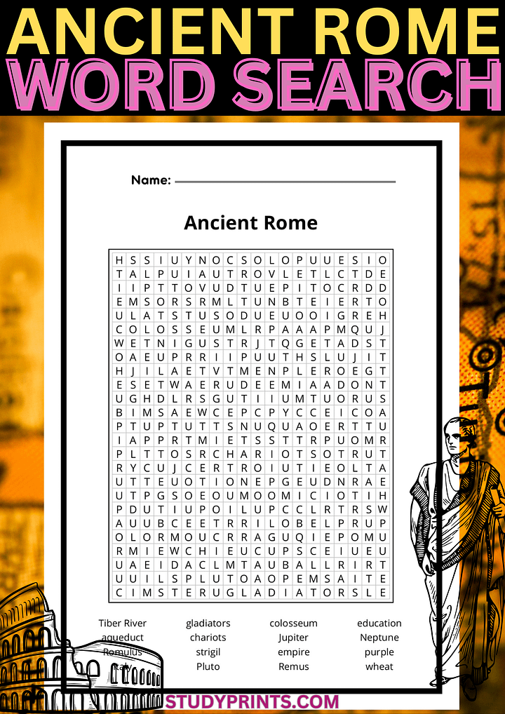 Ancient Rome Word Search Puzzle Printable product image (1)