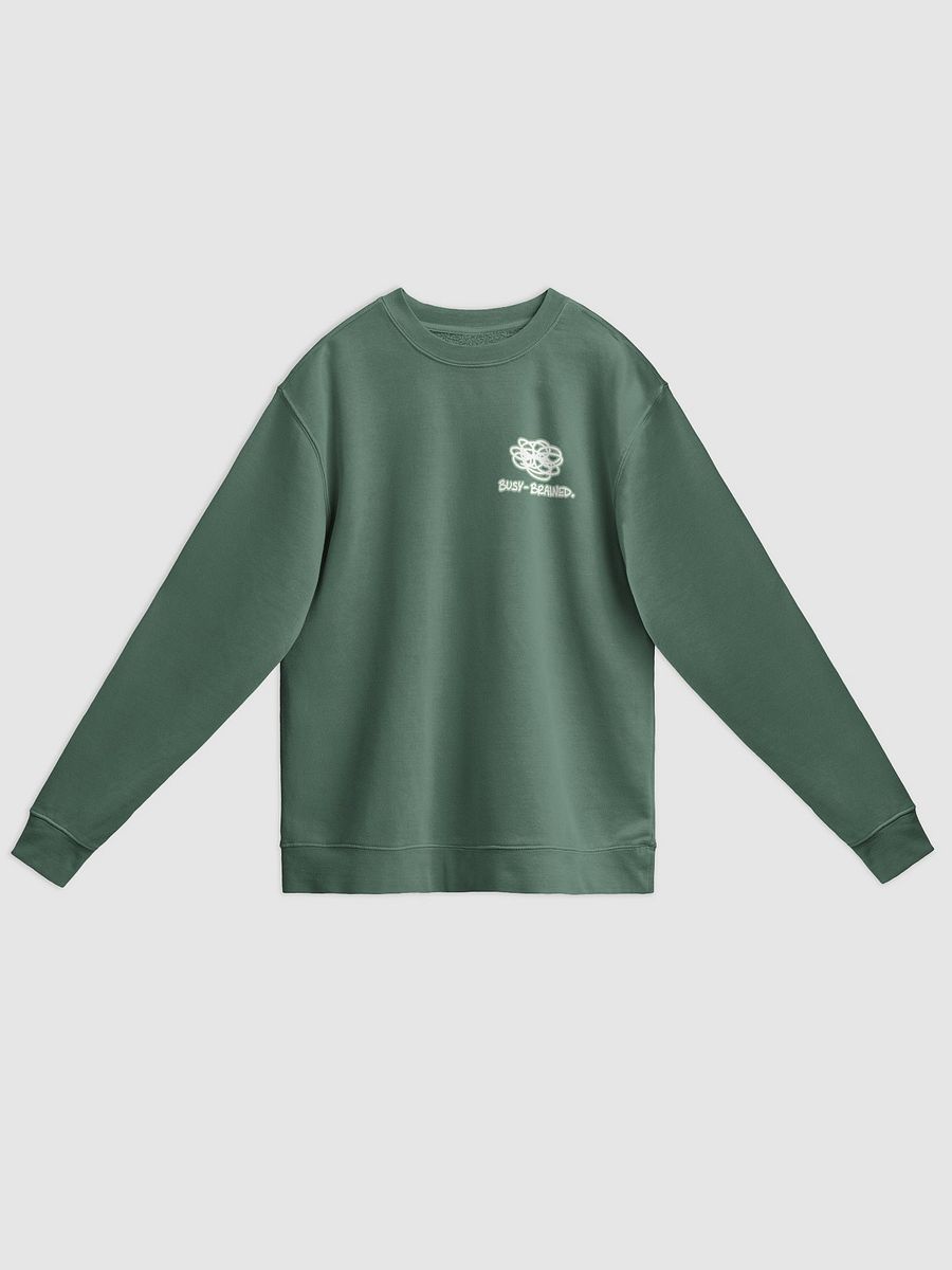 BUSY-BRAINED (sm. lined design, #96B697) printed pigment crewneck product image (11)