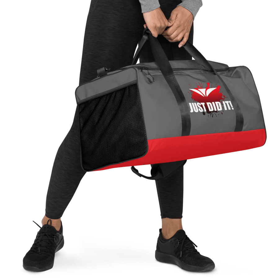 Just Did It! Red Splatter Gray Duffle Bag product image (5)