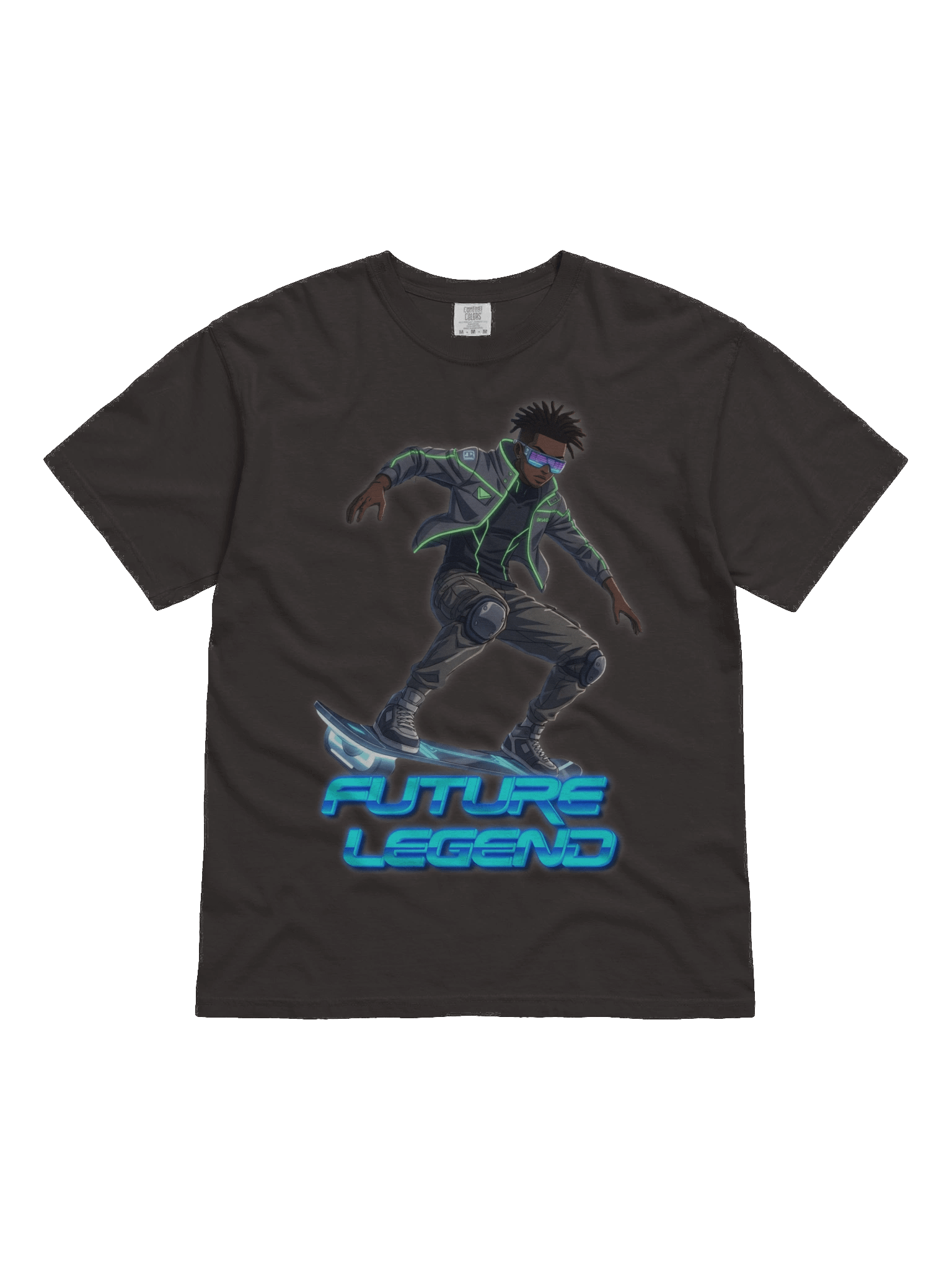 Future Legend Neon Skater T-Shirt – Cyber Streetwear Graphic T-Shirt for Adults and Young Adults product image (2)
