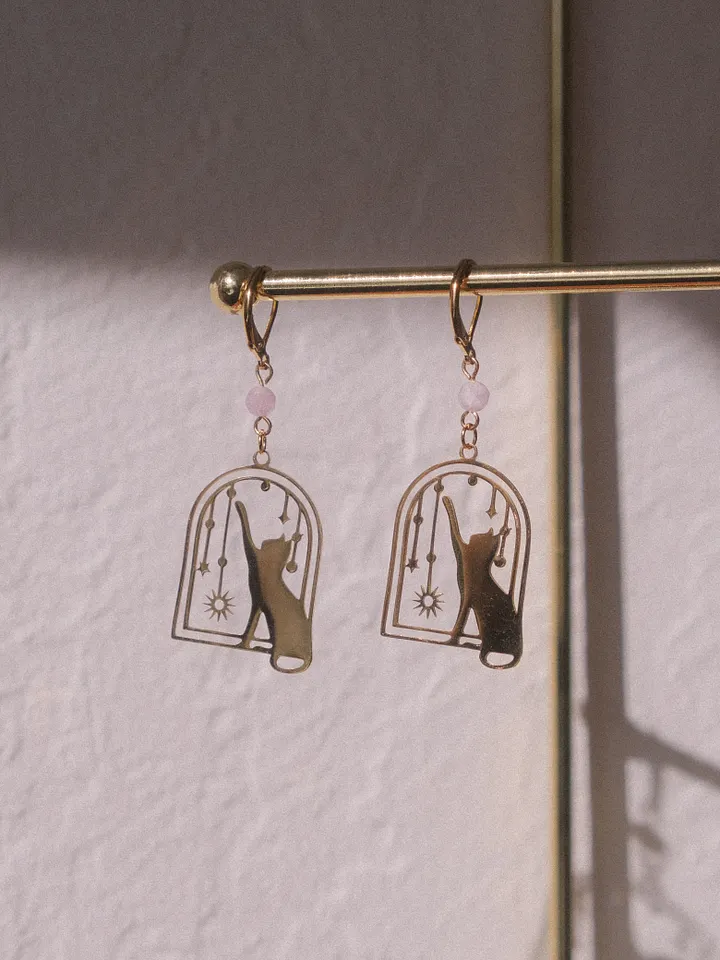 Celestial cat - Kunzite earrings product image (1)