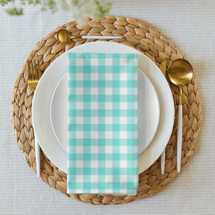 Matching Set of Teal Gingham Cloth Napkins product image (2)